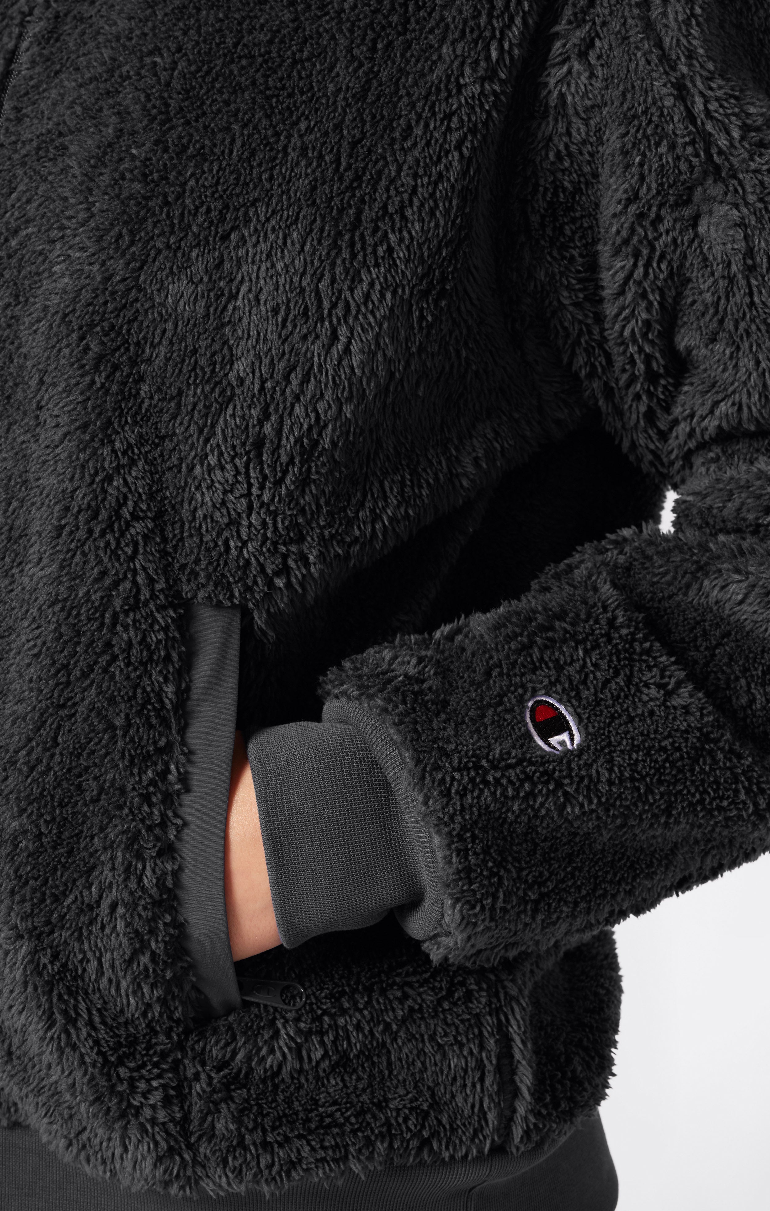 Damen-Polar-Teddy-Kapuzenjacke mit durchgehendem Reißverschluss