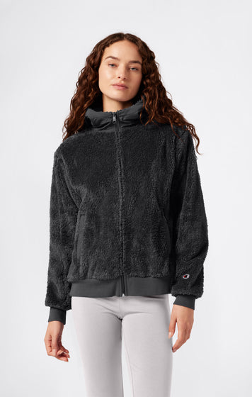 Sweat à capuche zippé intégral en Polar Teddy pour Femme