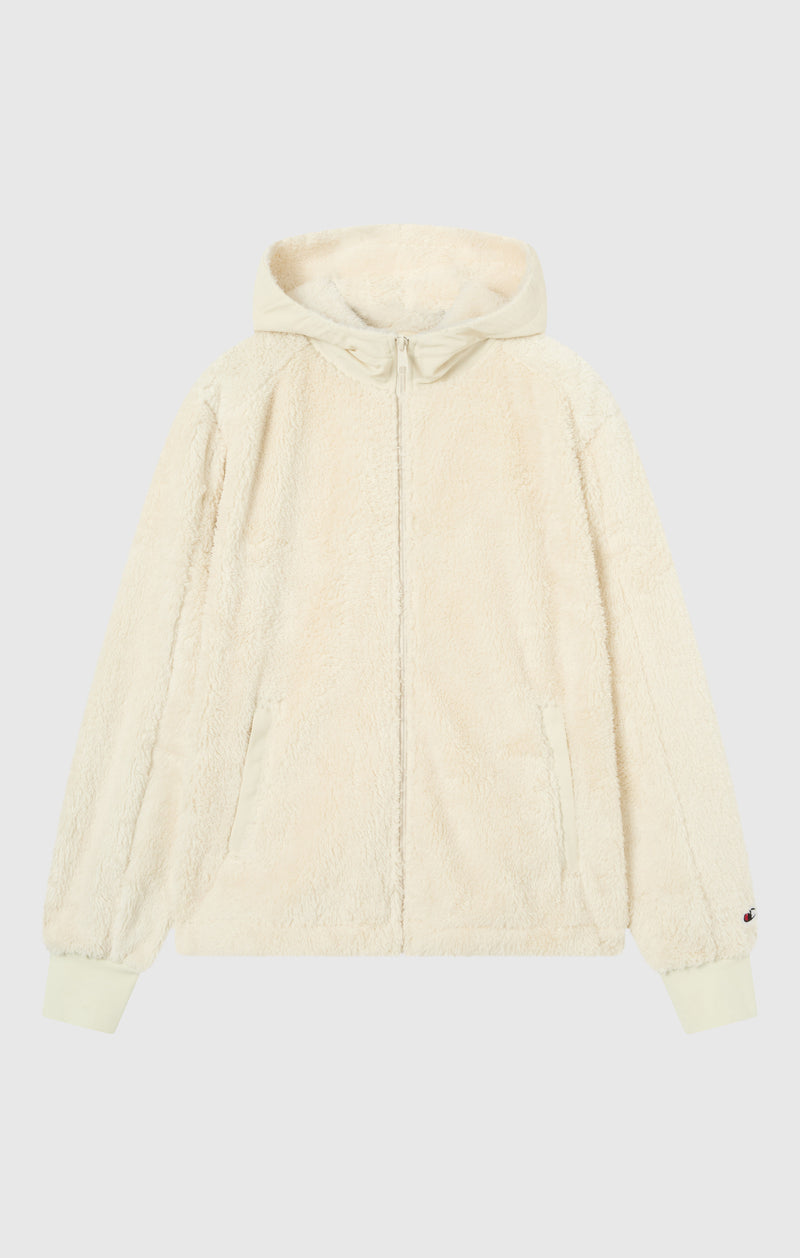 Damen Sherpa Teddy Kapuzensweatshirt mit durchgehendem Reißverschluss