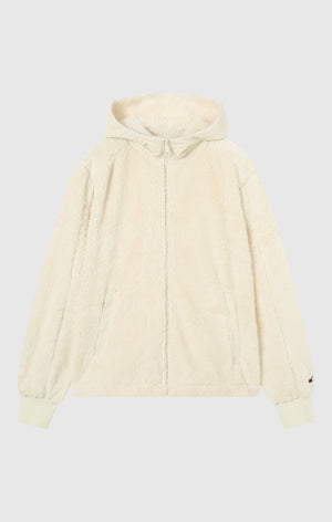 Damen Sherpa Teddy Kapuzensweatshirt mit durchgehendem Reißverschluss