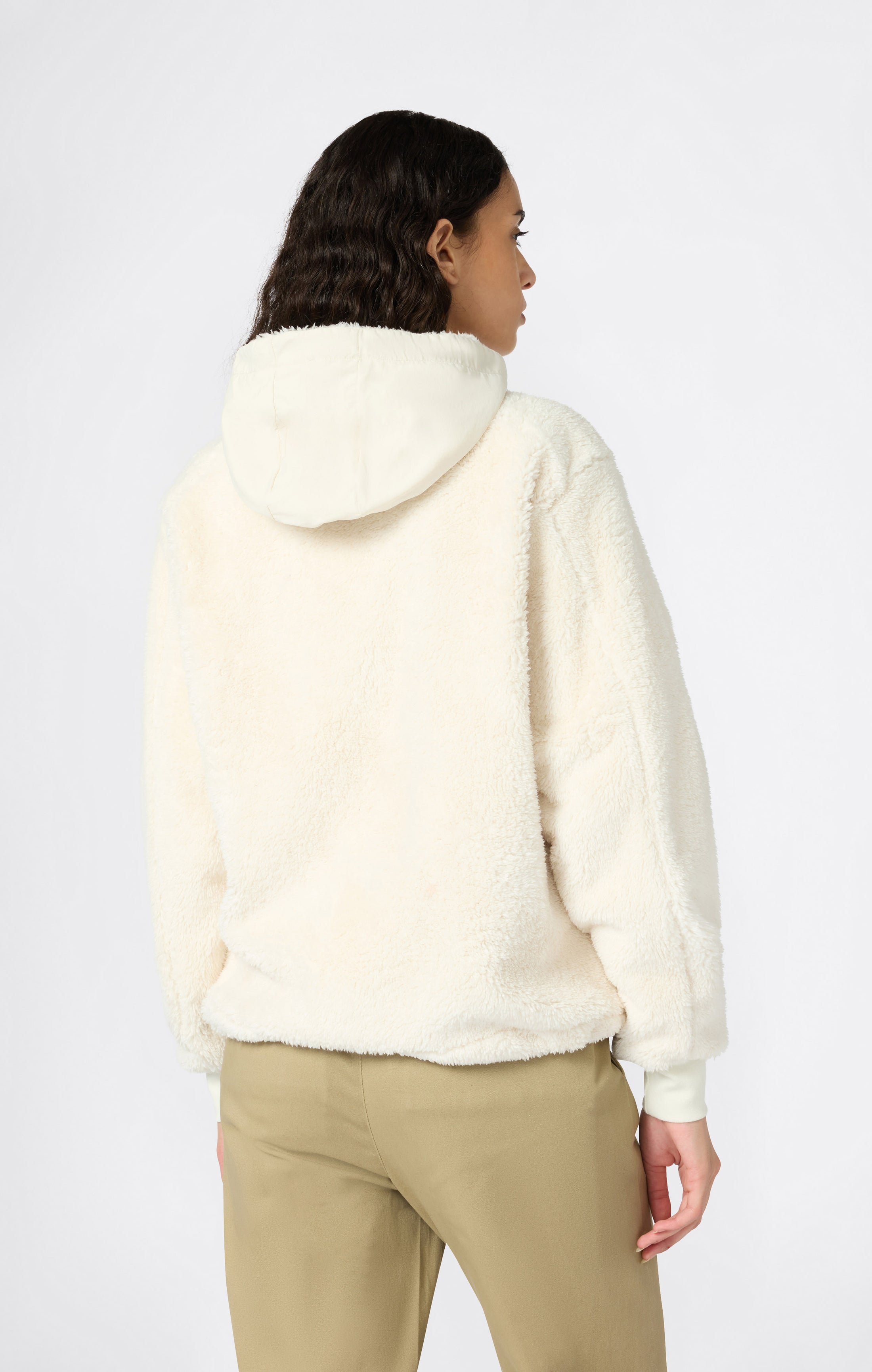 Damen Sherpa Teddy Kapuzensweatshirt mit durchgehendem Reißverschluss