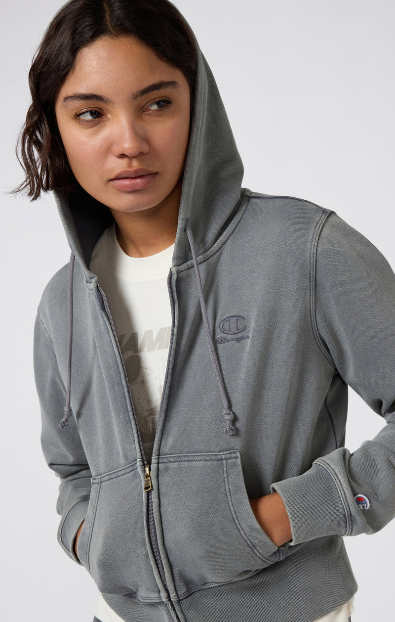 Women's Full-Zip Hoodie Sweatshirt Dark Grey high summer