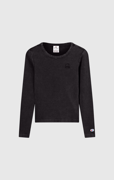 T-Shirt Femme Manches Longues Slim Fit Effet Délavé Icons