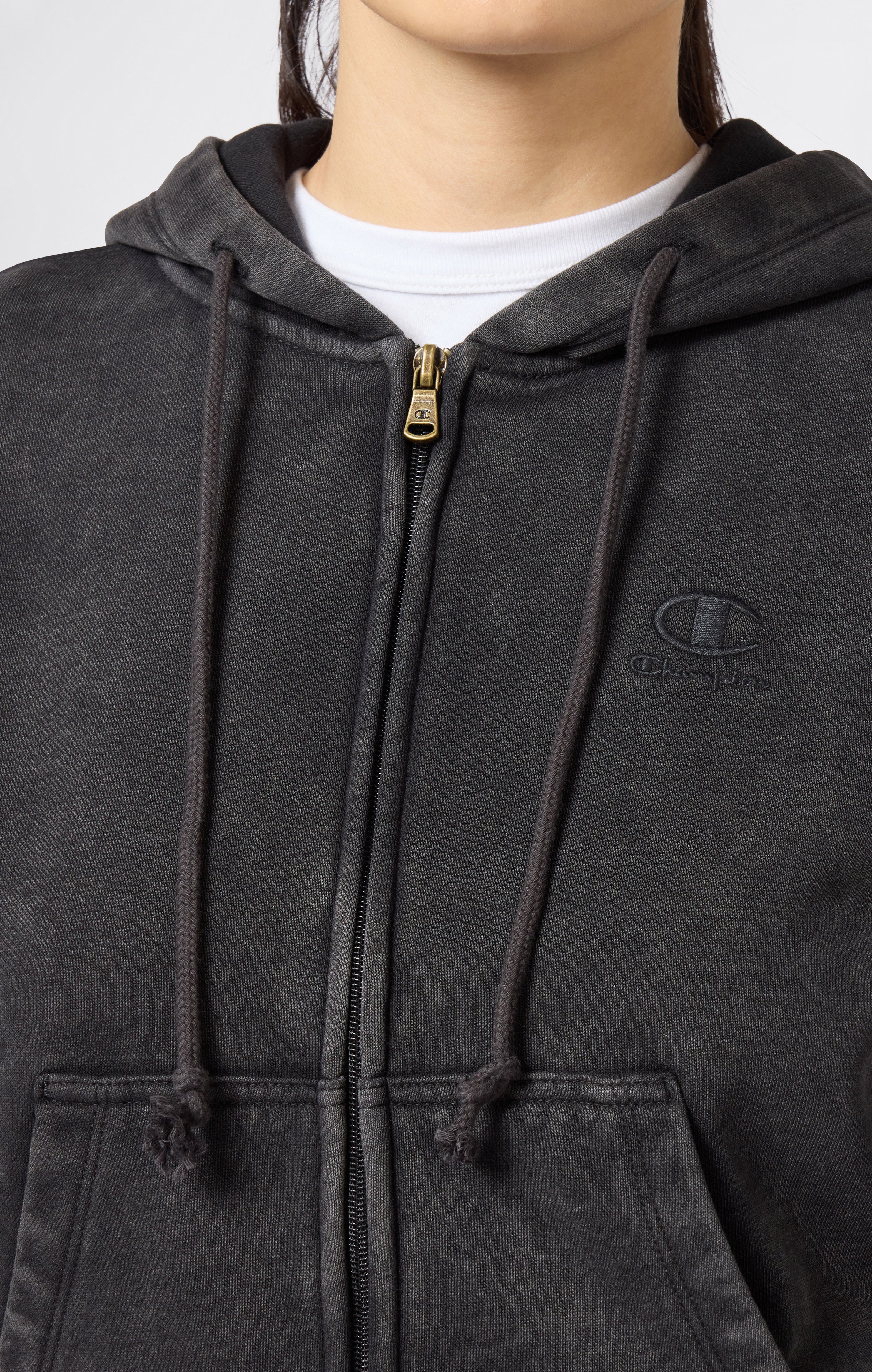 Felpa Con Zip Intera Interno Felpato Effetto Slavato Icons Da Donna