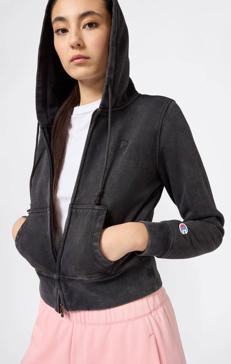 Women's Washed Full Zip Fleece Hoodie Icons