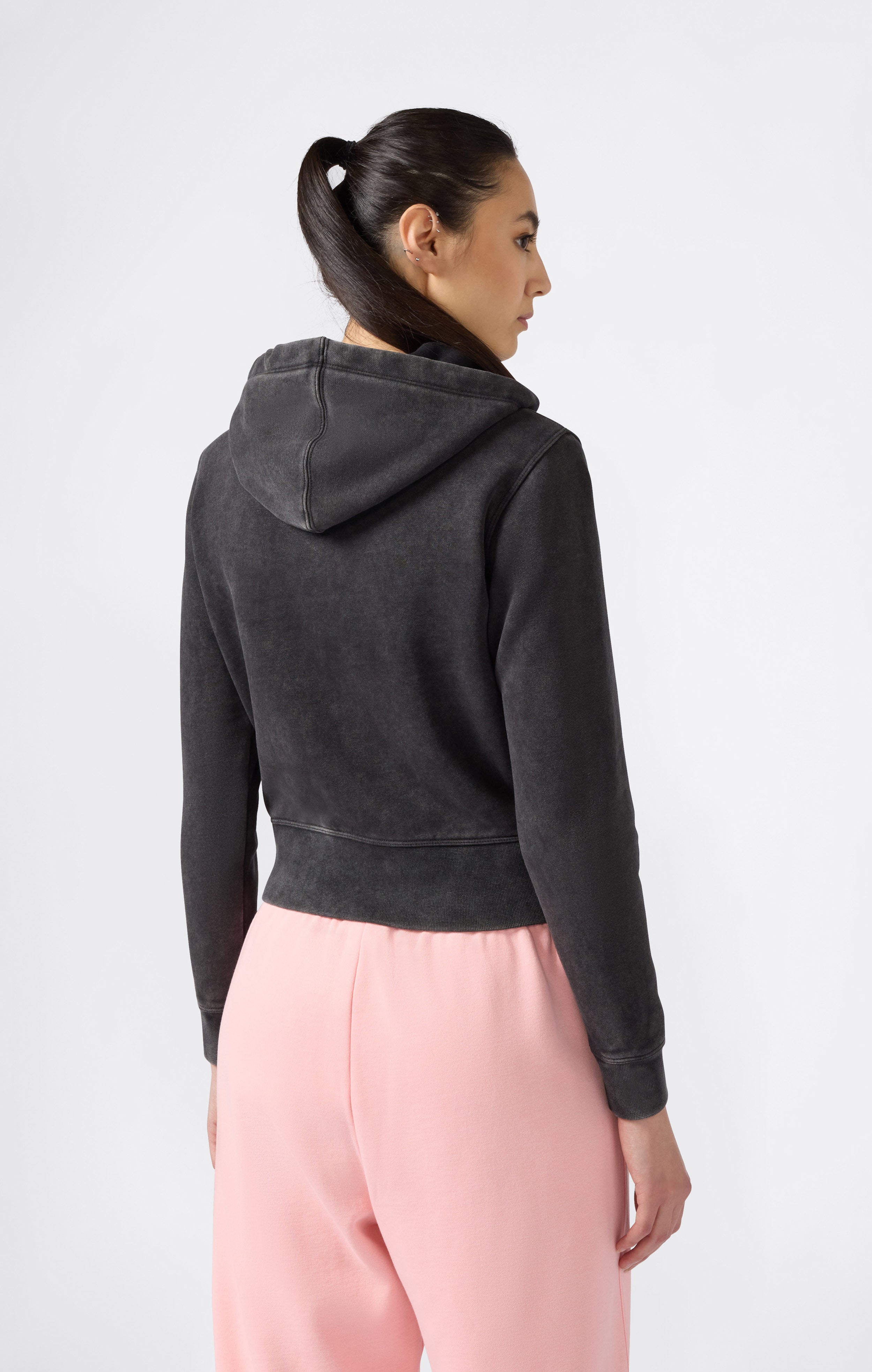 Felpa Con Zip Intera Interno Felpato Effetto Slavato Icons Da Donna