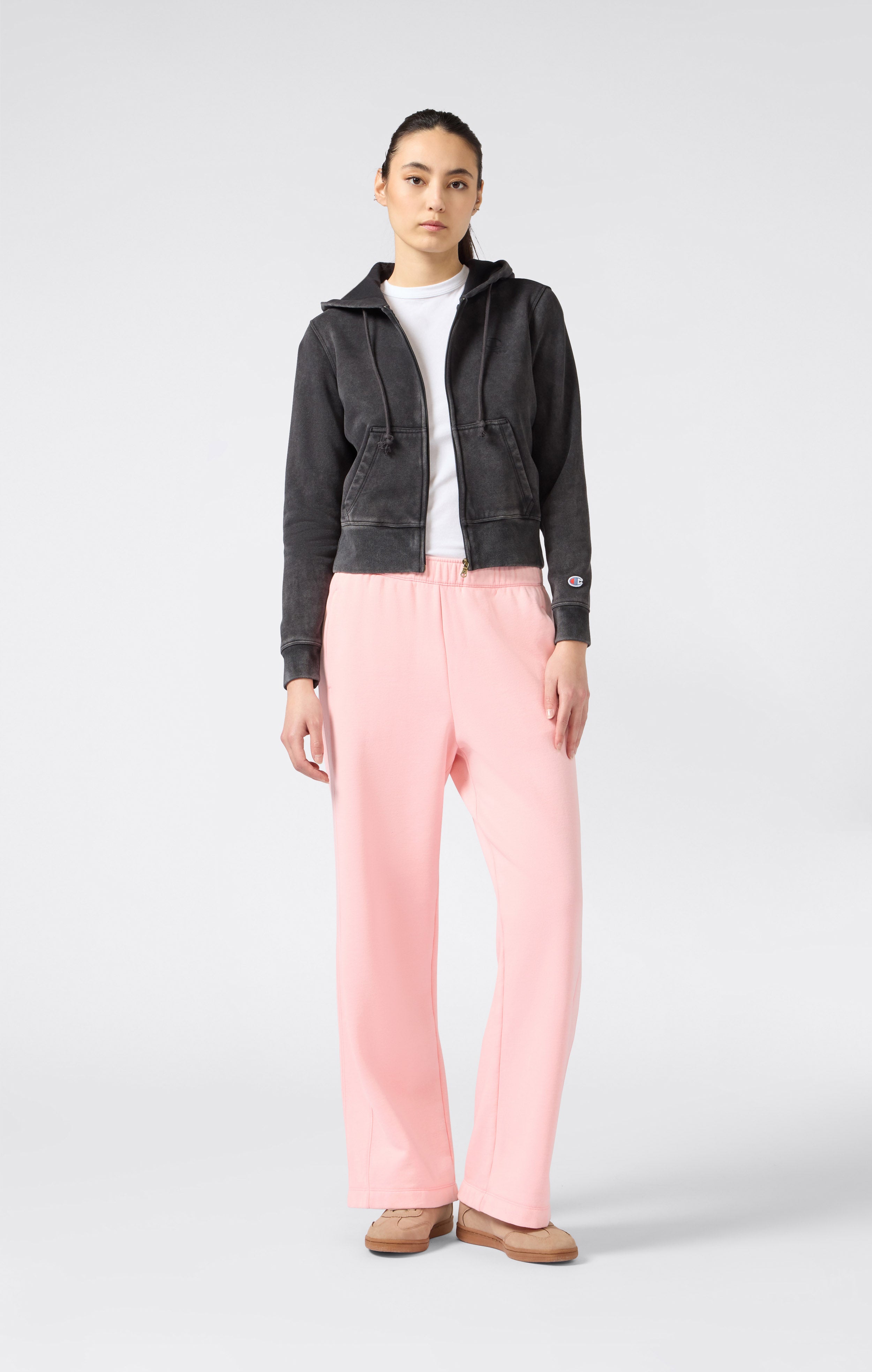 Felpa Con Zip Intera Interno Felpato Effetto Slavato Icons Da Donna