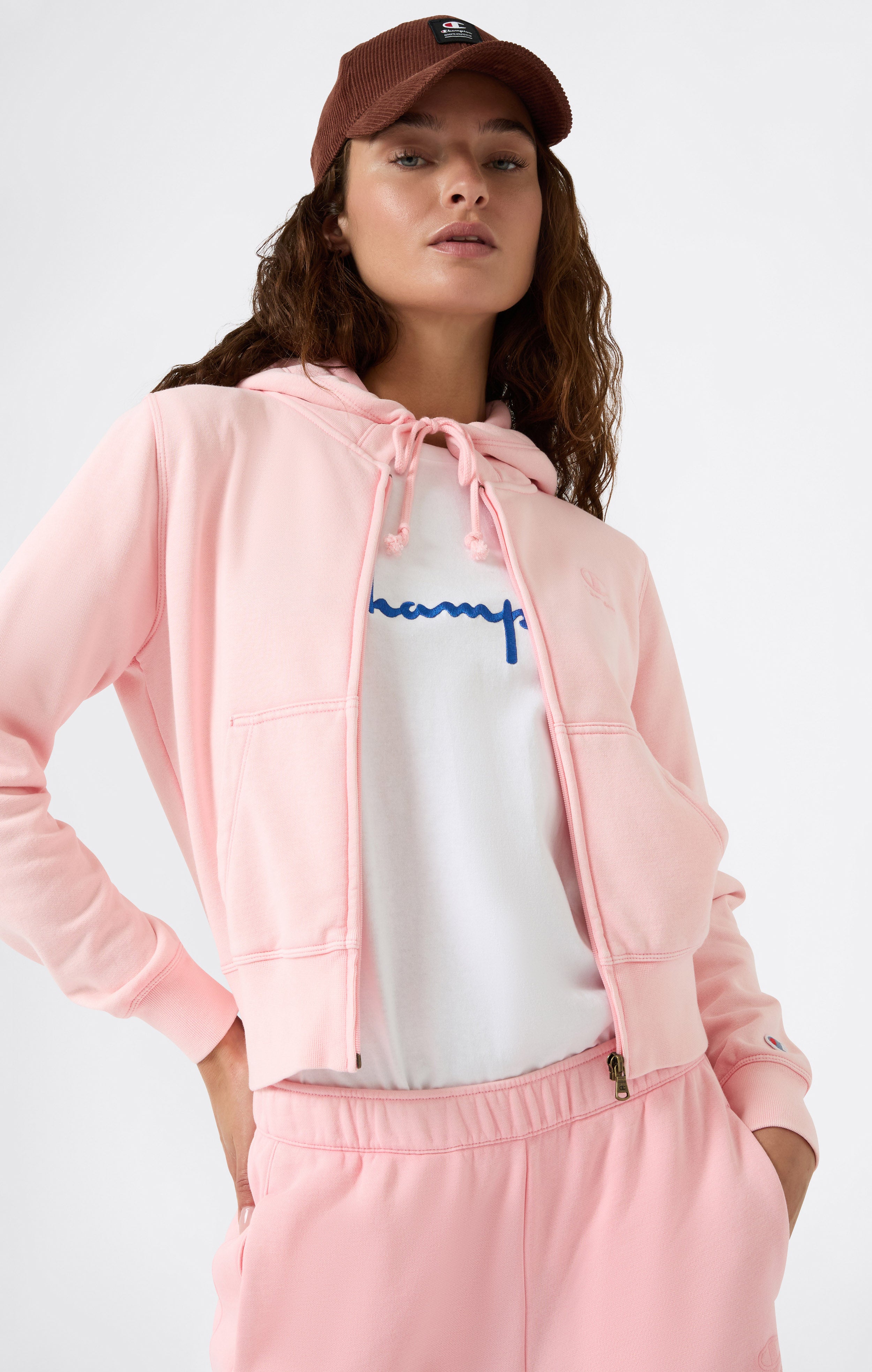 Felpa Con Zip Intera Interno Felpato Effetto Slavato Icons Da Donna