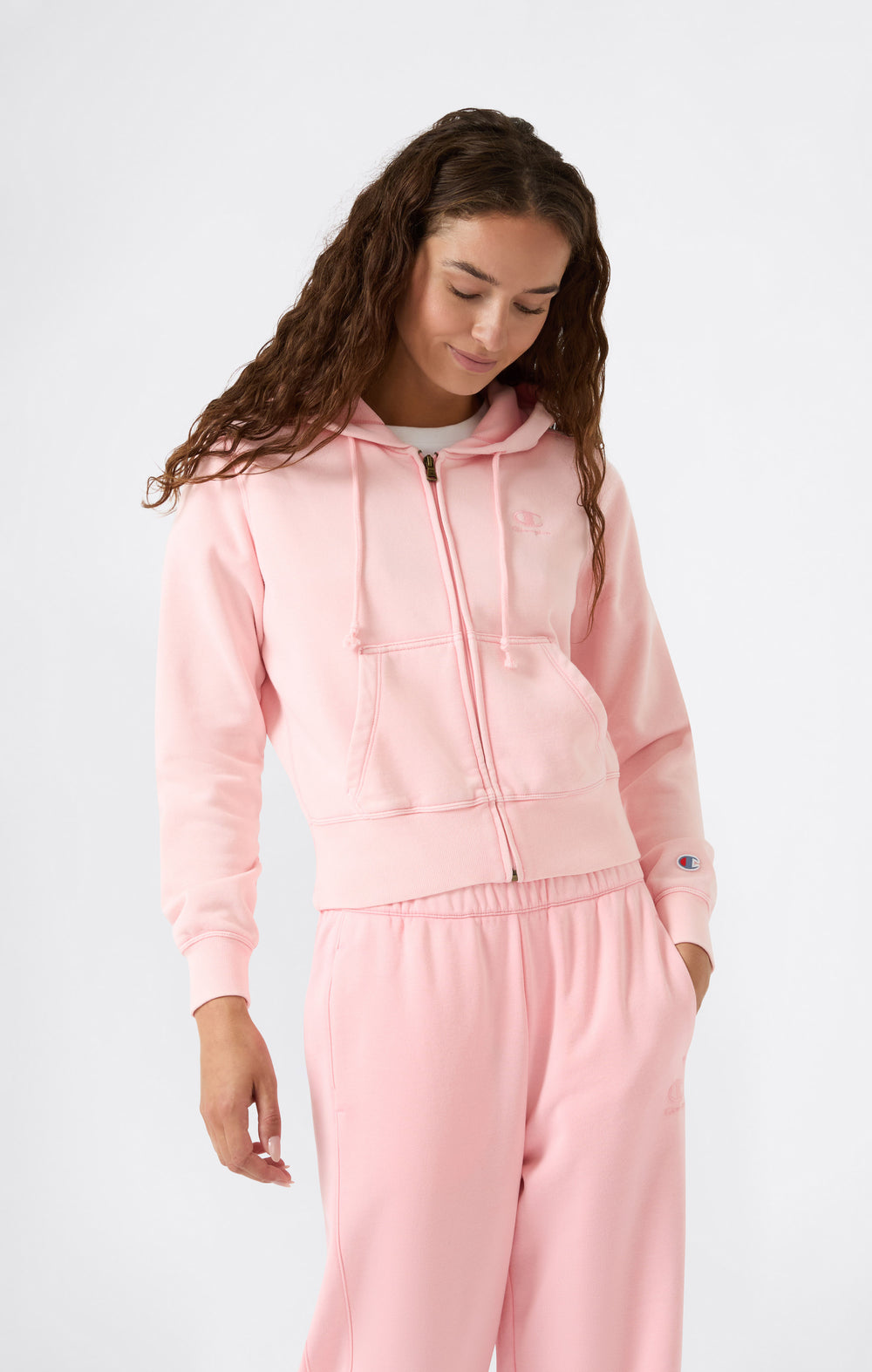 Sweatjacke Mit Durchgehendem Reißverschluss, Washed-Look Und Angerautem Innenmaterial Icons Damen
