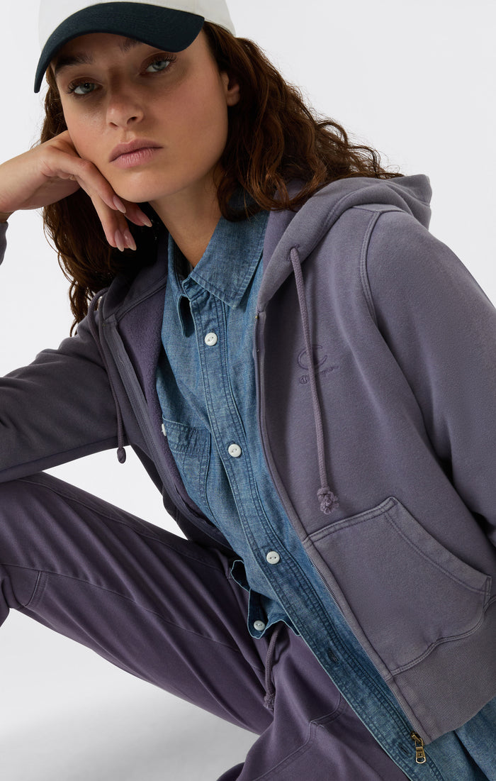 Sweatjacke Mit Durchgehendem Reißverschluss, Washed-Look Und Angerautem Innenmaterial Icons Damen