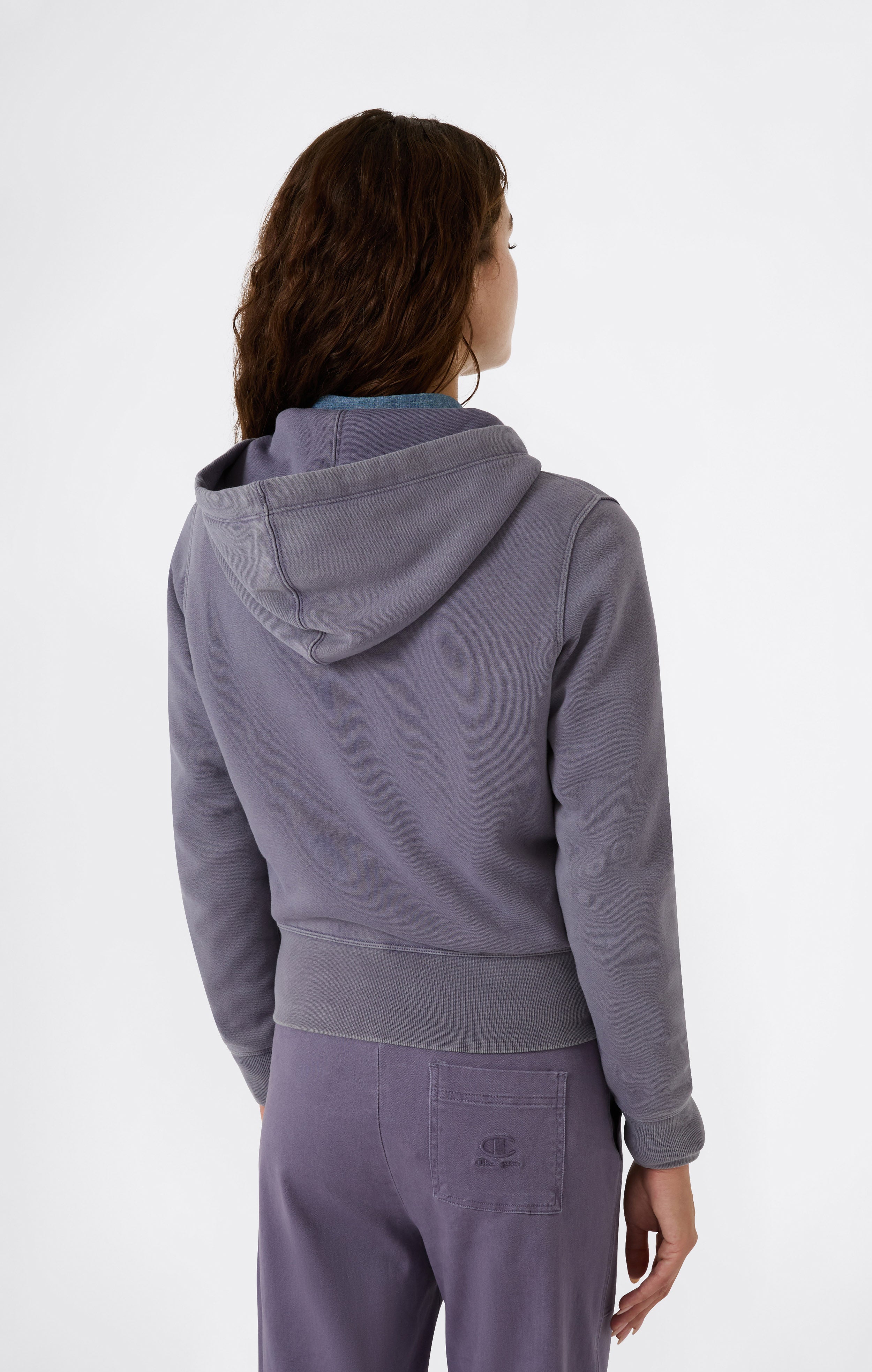 Felpa Con Zip Intera Interno Felpato Effetto Slavato Icons Da Donna