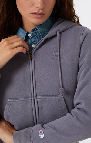 Felpa Con Zip Intera Interno Felpato Effetto Slavato Icons Da Donna