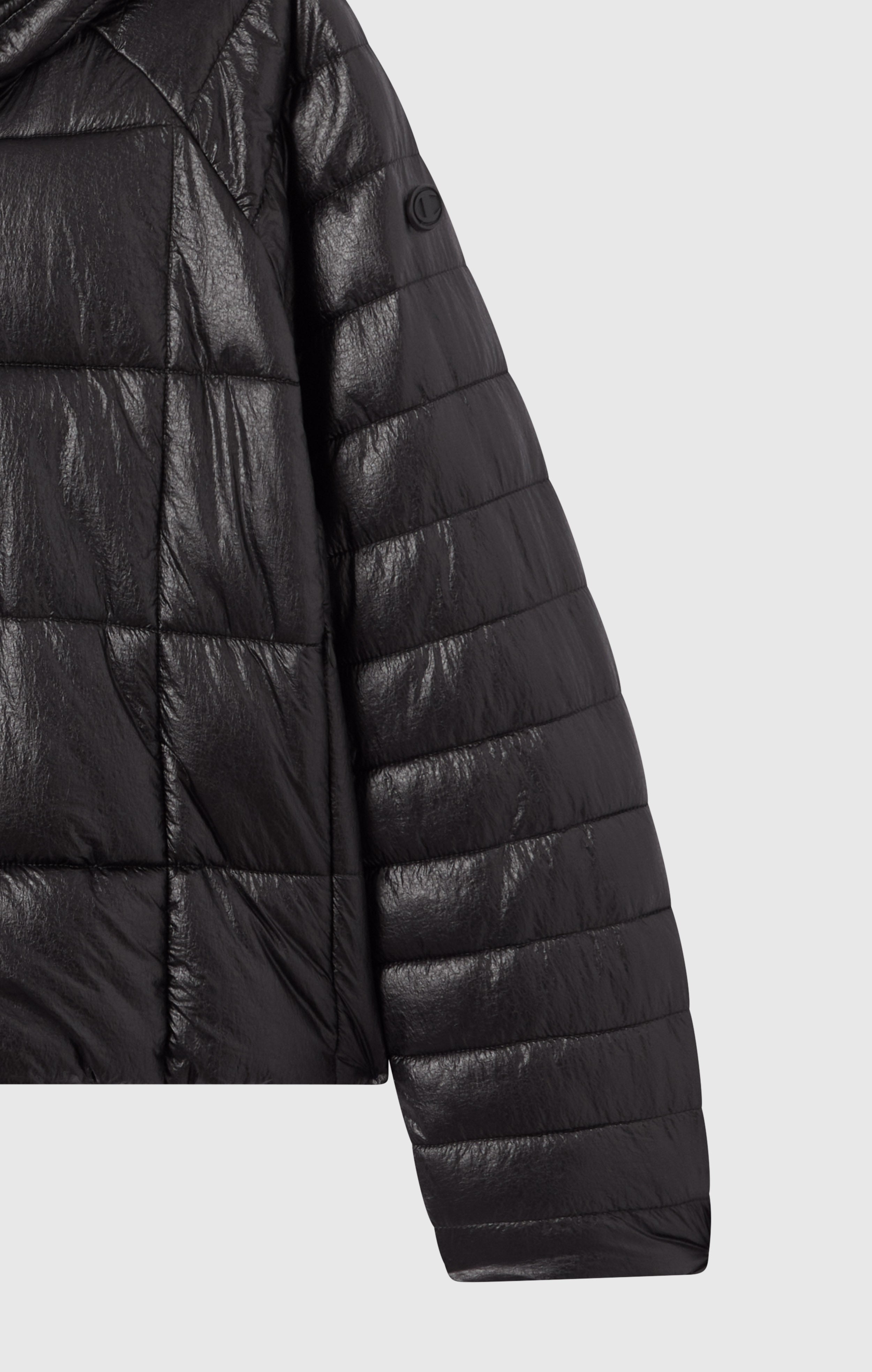 Glänzende Steppjacke mit Kapuze Damen