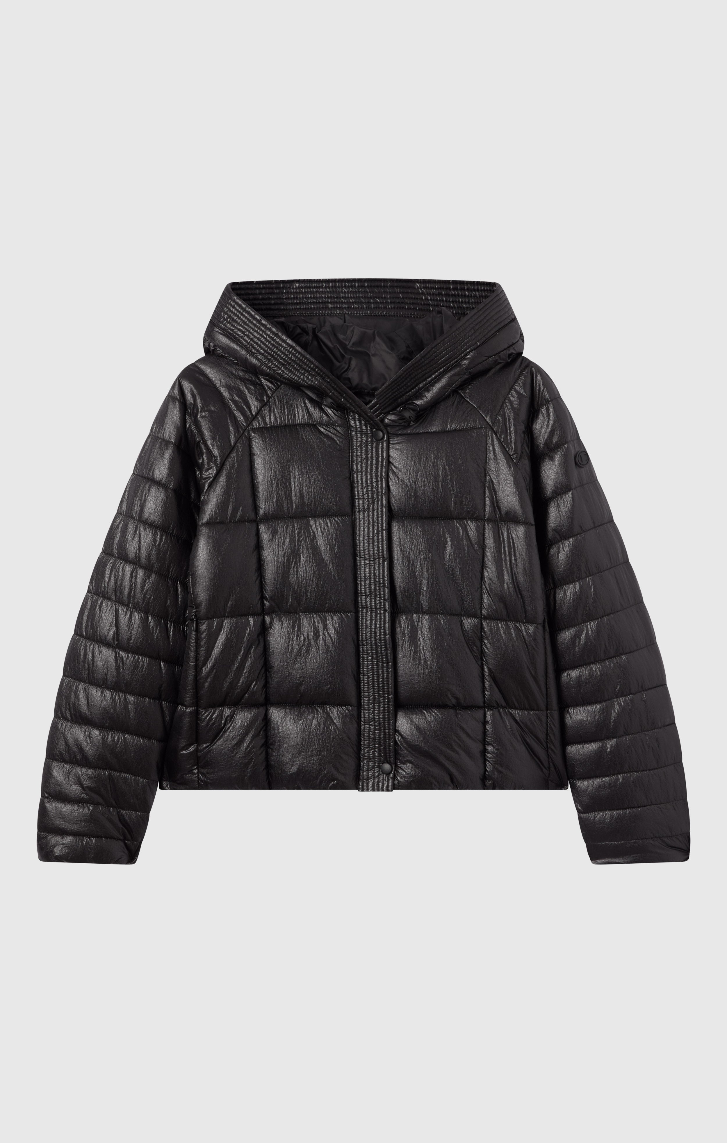 Glänzende Steppjacke mit Kapuze Damen