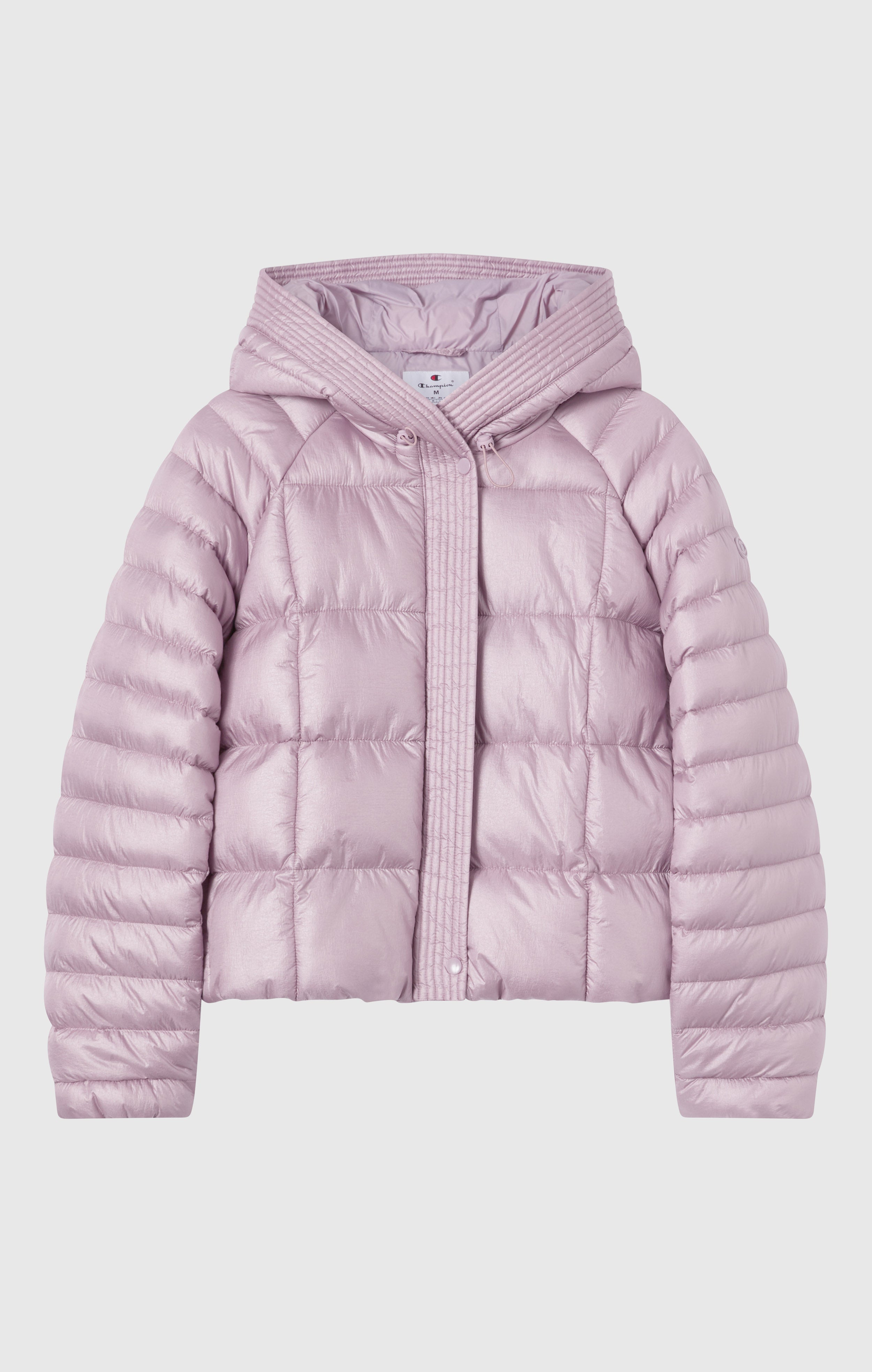 Glänzende Steppjacke mit Kapuze Damen