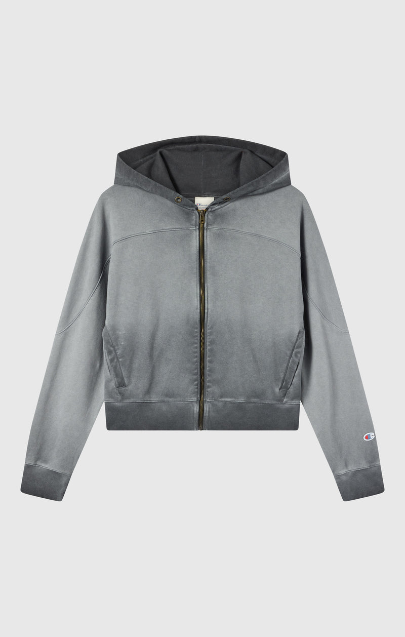 Damen Kapuzenpullover Mit Reißverschluss Und Used-Look Schwerer Stoff Time Capsule