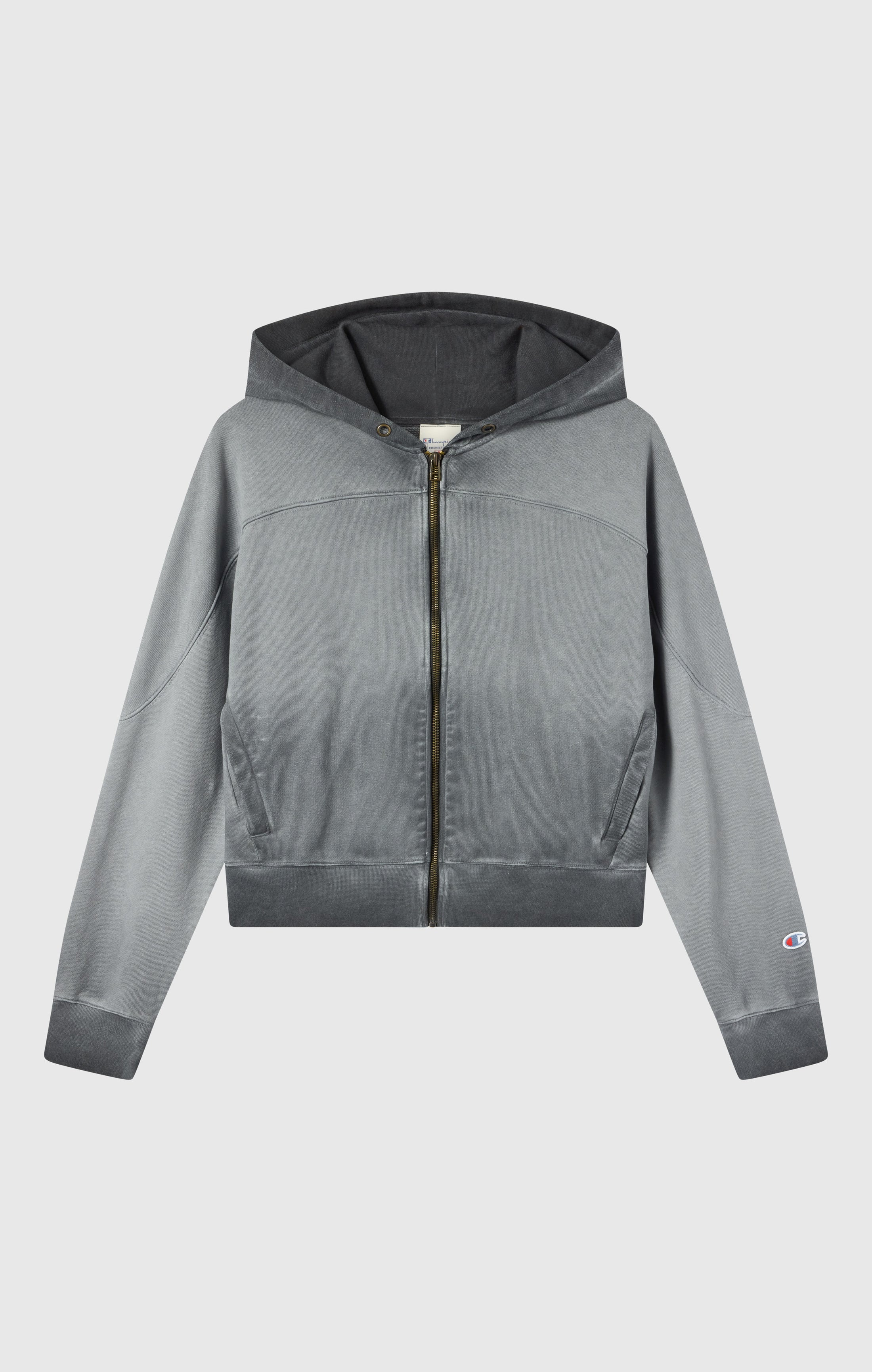 Damen Kapuzenpullover Mit Reißverschluss Und Used-Look Schwerer Stoff Time Capsule