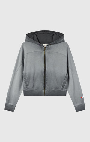 Damen Kapuzenpullover Mit Reißverschluss Und Used-Look Schwerer Stoff Time Capsule