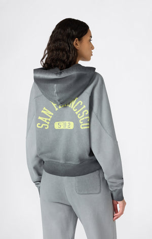 Damen Kapuzenpullover Mit Reißverschluss Und Used-Look Schwerer Stoff Time Capsule