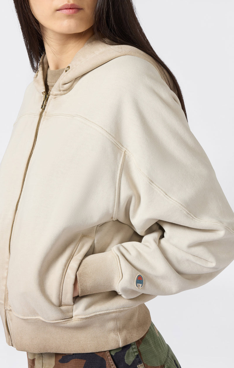 Felpa Pesante da Donna Con Cappuccio E Zip Intera Effetto Slavato Time Capsule