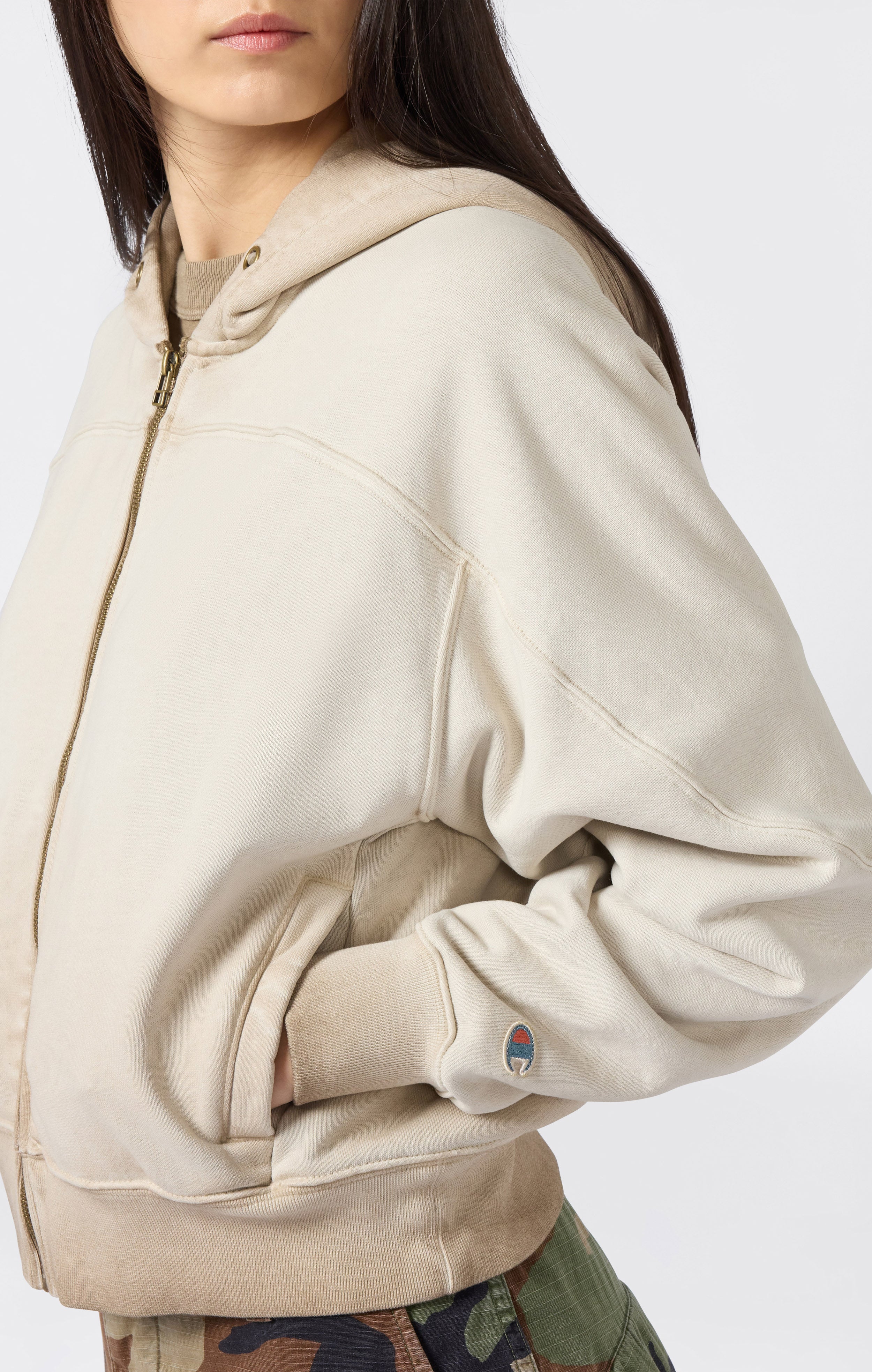 Felpa Pesante da Donna Con Cappuccio E Zip Intera Effetto Slavato Time Capsule