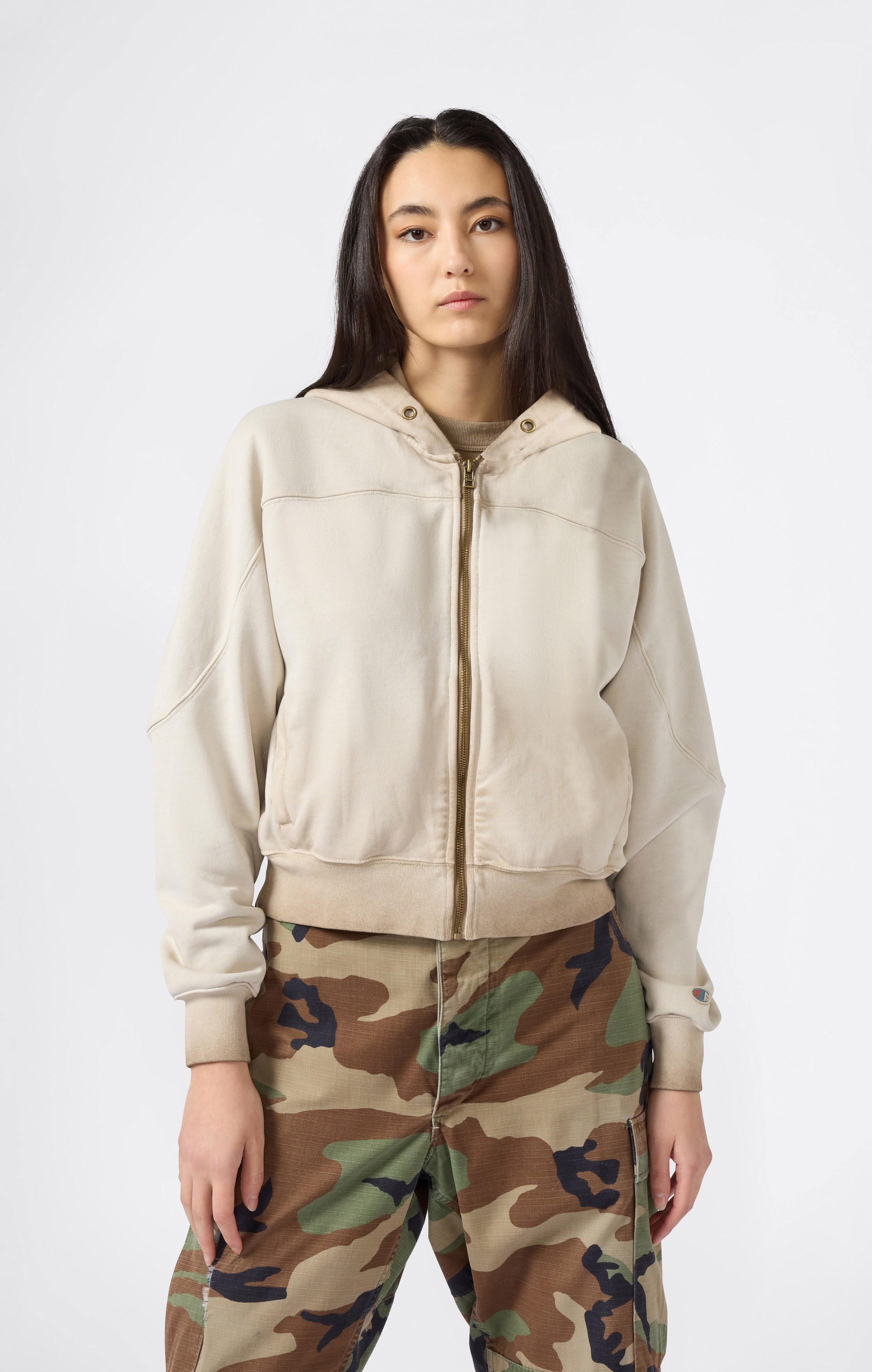 Felpa Pesante da Donna Con Cappuccio E Zip Intera Effetto Slavato Time Capsule