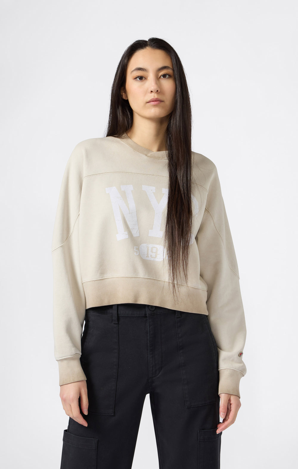 Damen Sweatshirt Mit Used-Look Schwerer Stoff Time Capsule