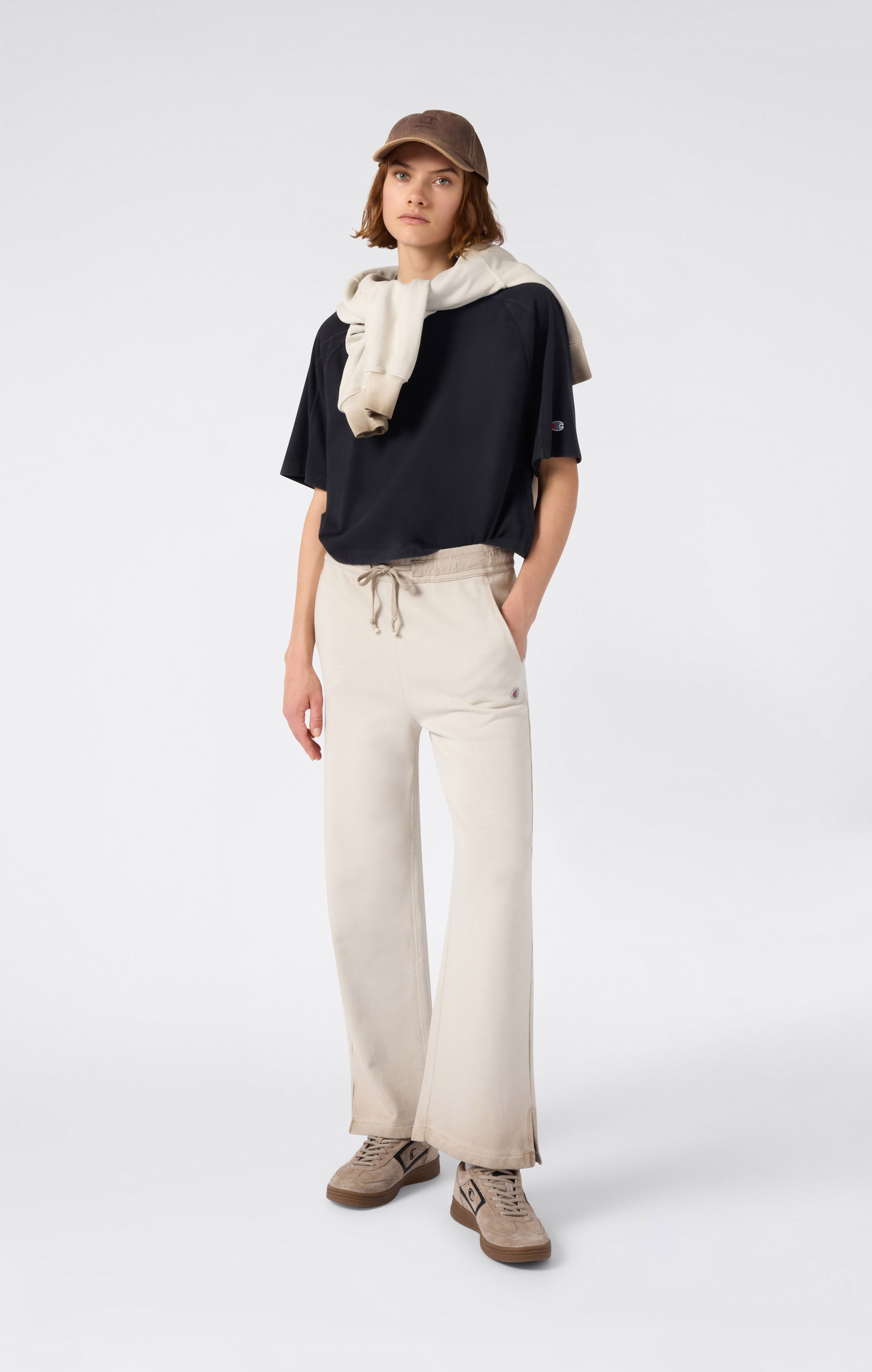 Pantaloni Donna A Gamba Larga Effetto Slavato Time Capsule