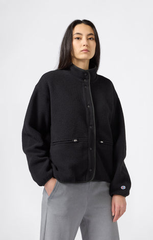 Damen Teddy Fleece Jacke Mit Druckknöpfen Time Capsule