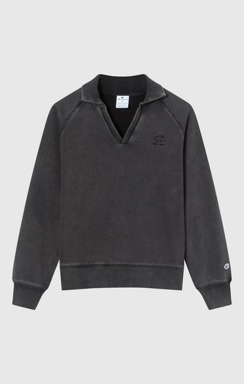 Sweatshirt Mit Polokragen, Washed-Look Und Angerautem Innenmaterial Icons Damen