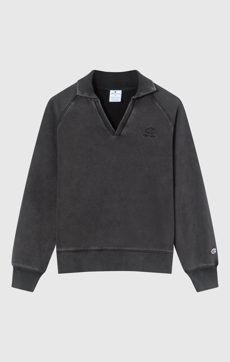 Sweat Col Polo Effet Délavé À Intérieur Gratté Icons Pour Femme