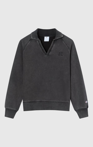 Sweat Col Polo Effet Délavé À Intérieur Gratté Icons Pour Femme