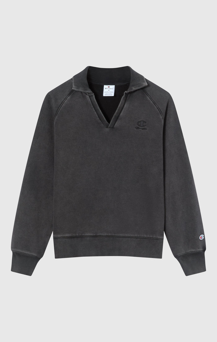 Women's Washed Polo Neck Fleece Sweatshirt Icons