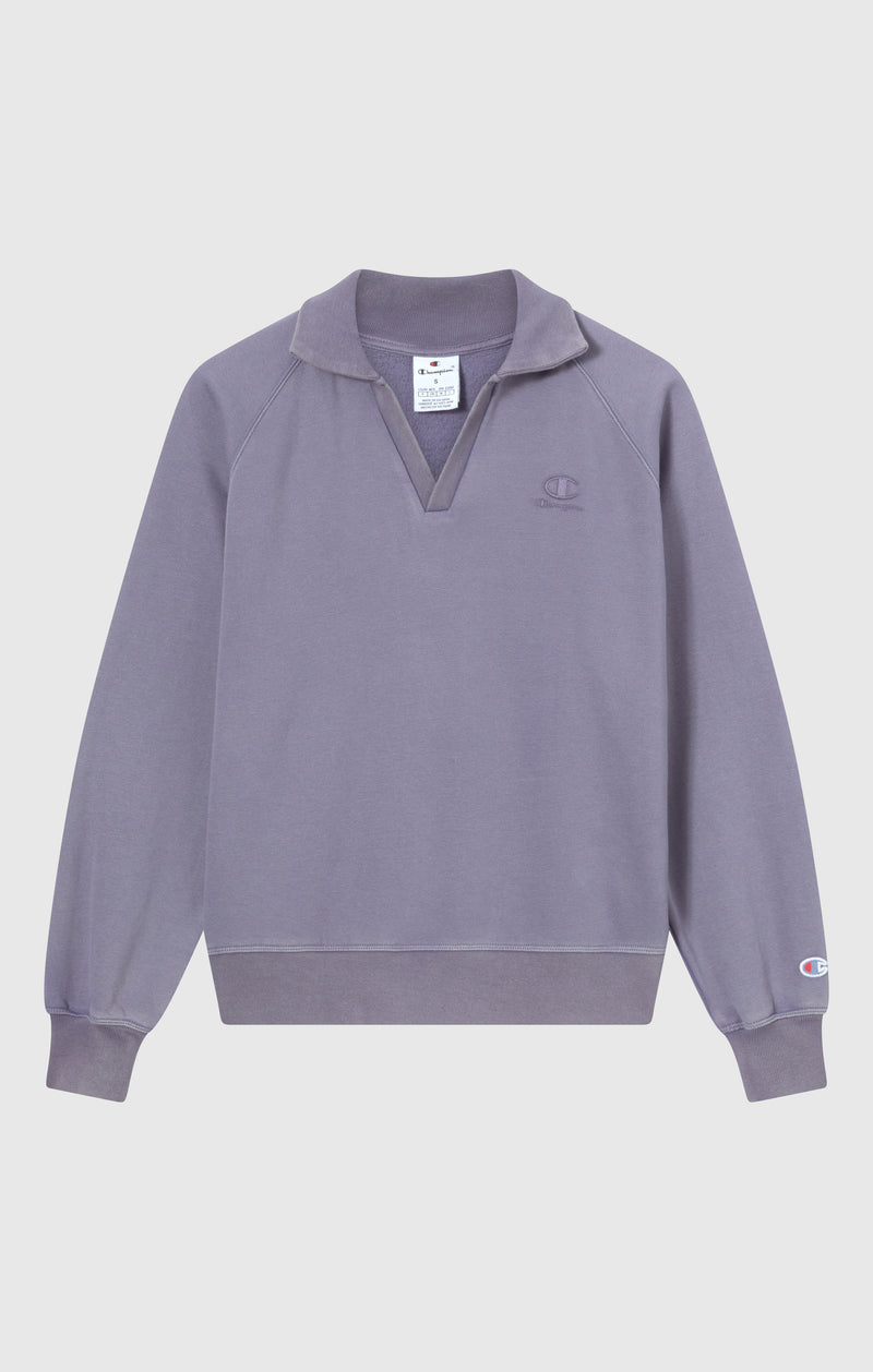 Sweatshirt Mit Polokragen, Washed-Look Und Angerautem Innenmaterial Icons Damen