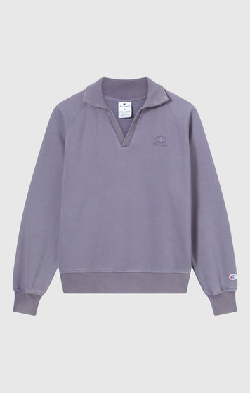 Sweatshirt Mit Polokragen, Washed-Look Und Angerautem Innenmaterial Icons Damen