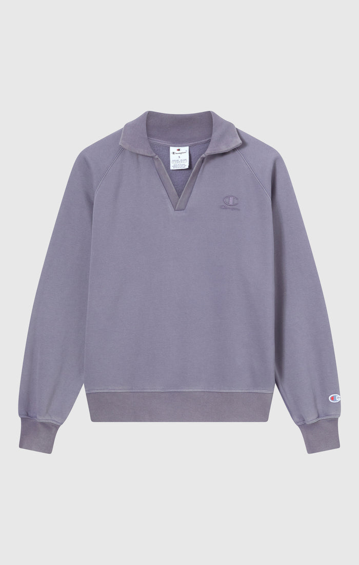 Women's Washed Polo Neck Fleece Sweatshirt Icons