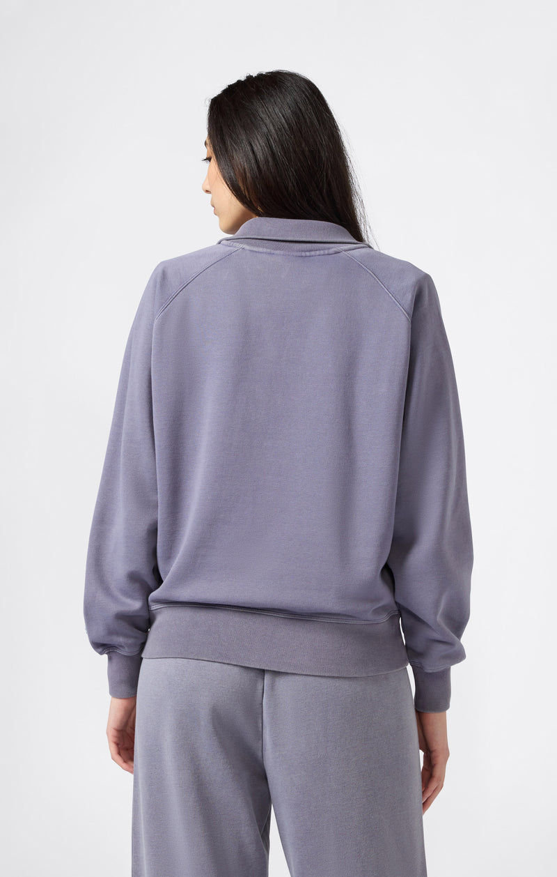 Sweatshirt Mit Polokragen, Washed-Look Und Angerautem Innenmaterial Icons Damen