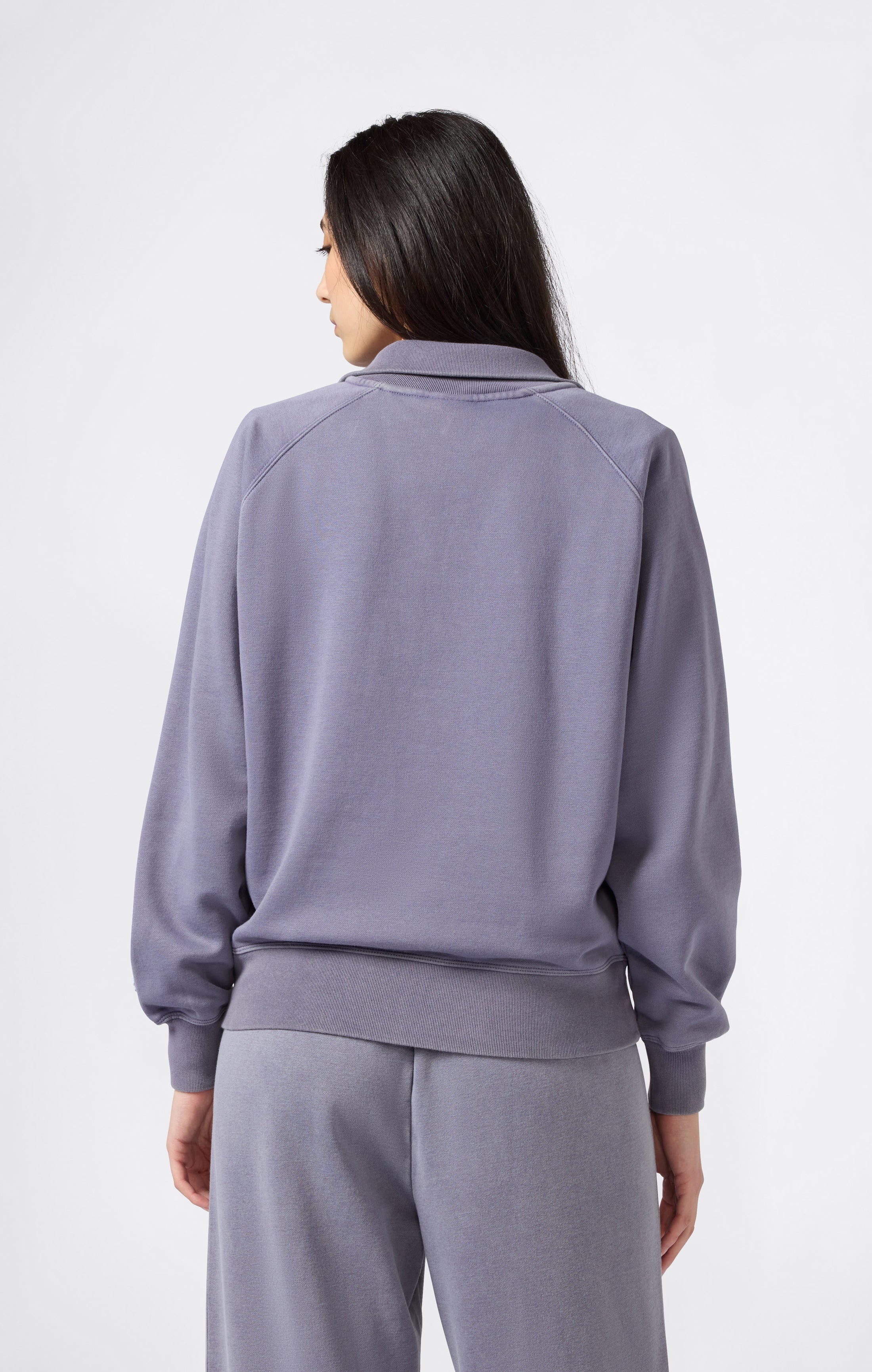 Sweatshirt Mit Polokragen, Washed-Look Und Angerautem Innenmaterial Icons Damen