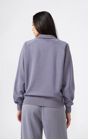 Sweatshirt Mit Polokragen, Washed-Look Und Angerautem Innenmaterial Icons Damen