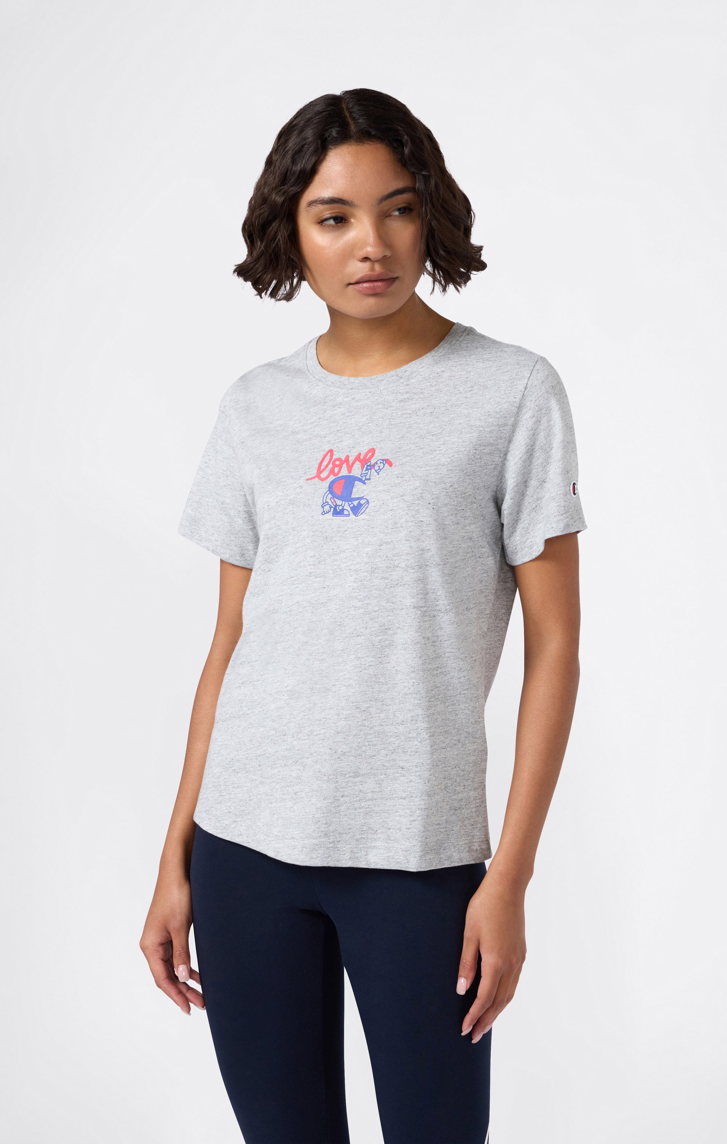 Women's Slim Fit Graphic T-Shirt Light Grey c-table