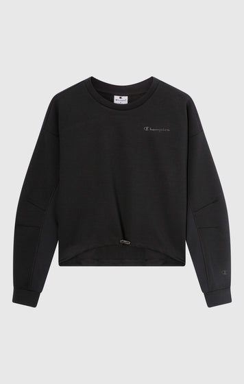 Damen Rundhals Pullover Mit Verstellbarem Saum C-Tech