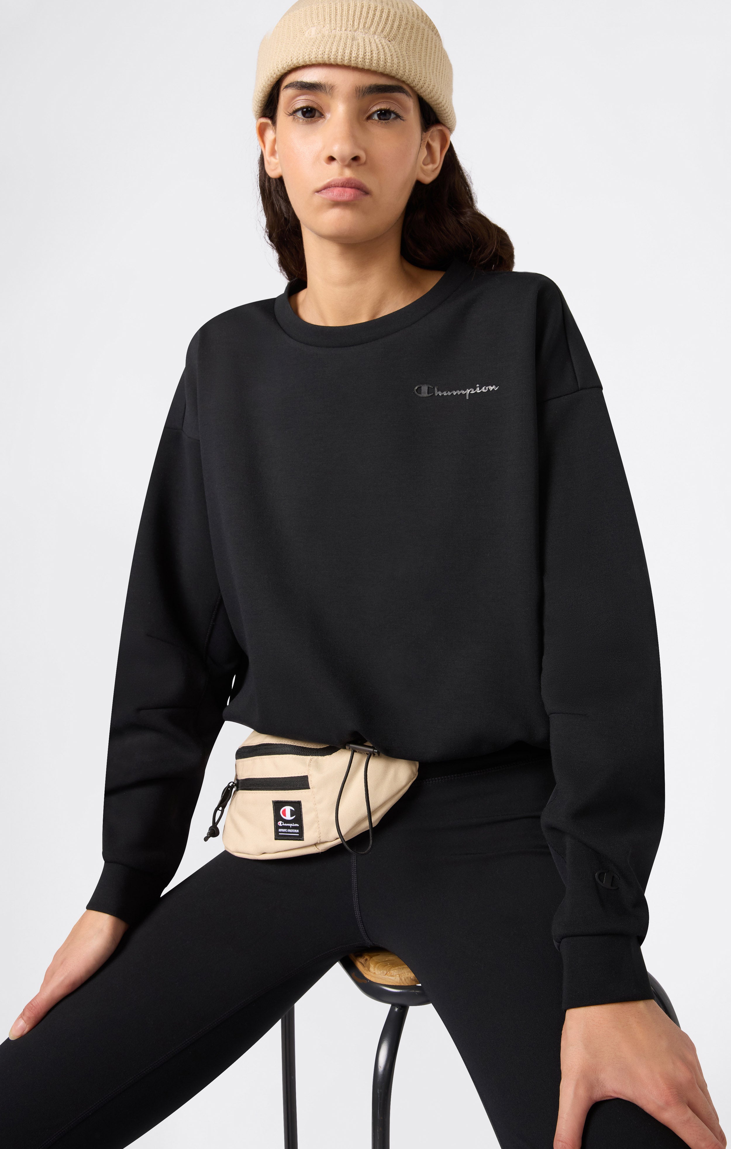 Felpa Donna Girocollo Con Orlo Regolabile C-Tech