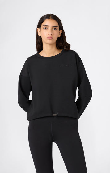 Damen Rundhals Pullover Mit Verstellbarem Saum C-Tech