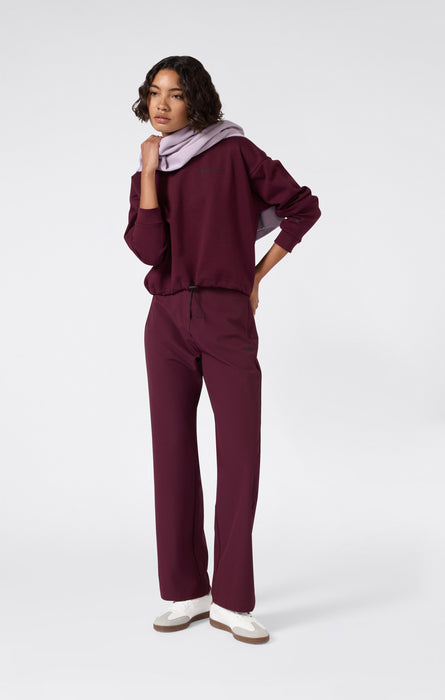 Damen Rundhals Pullover Mit Verstellbarem Saum C-Tech