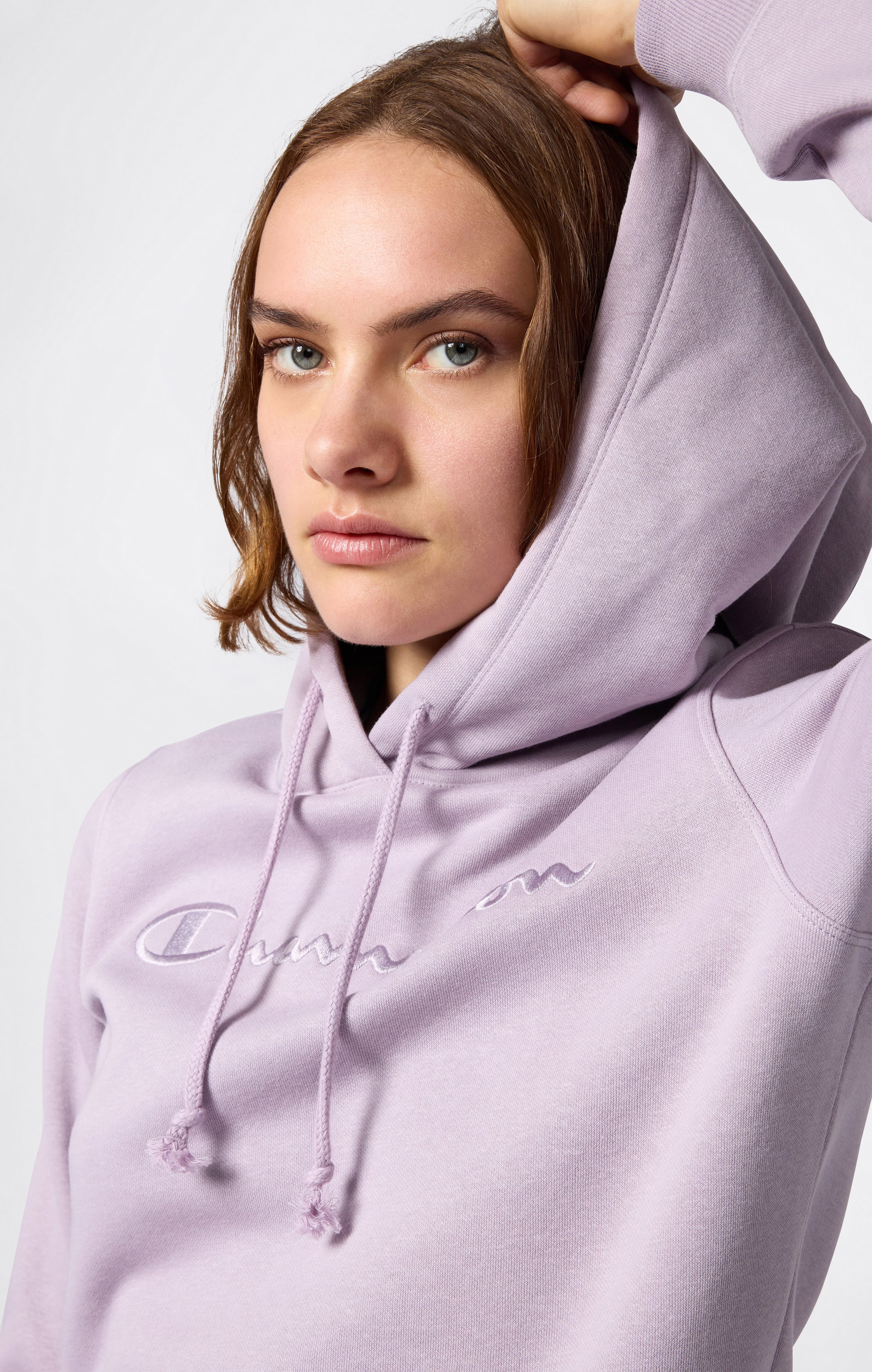 Kapuzenpullover Mit Angerautem Innenmaterial Und Großem Gesticktem Logo Icons Damen