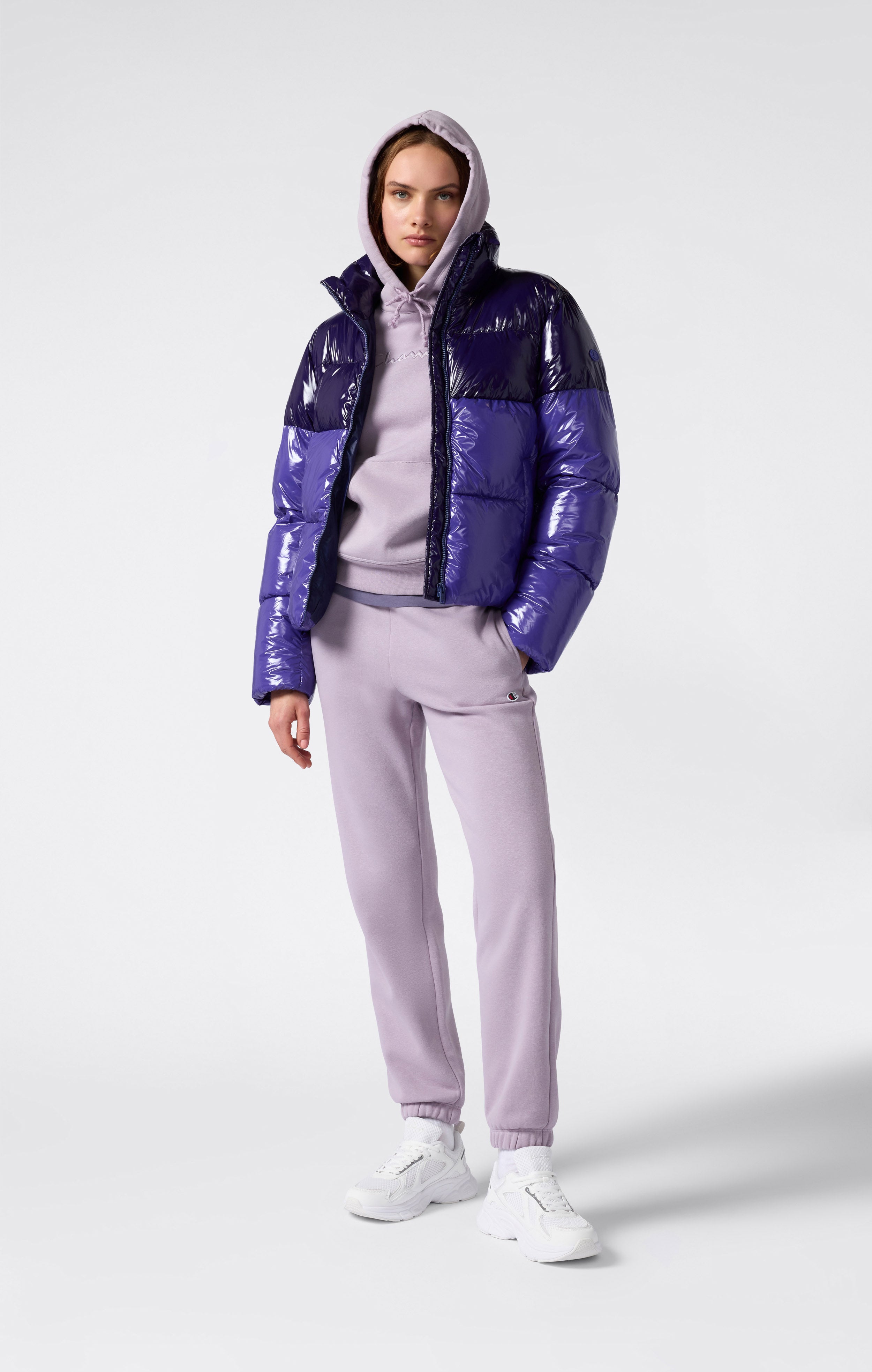 Kapuzenpullover Mit Angerautem Innenmaterial Und Großem Gesticktem Logo Icons Damen