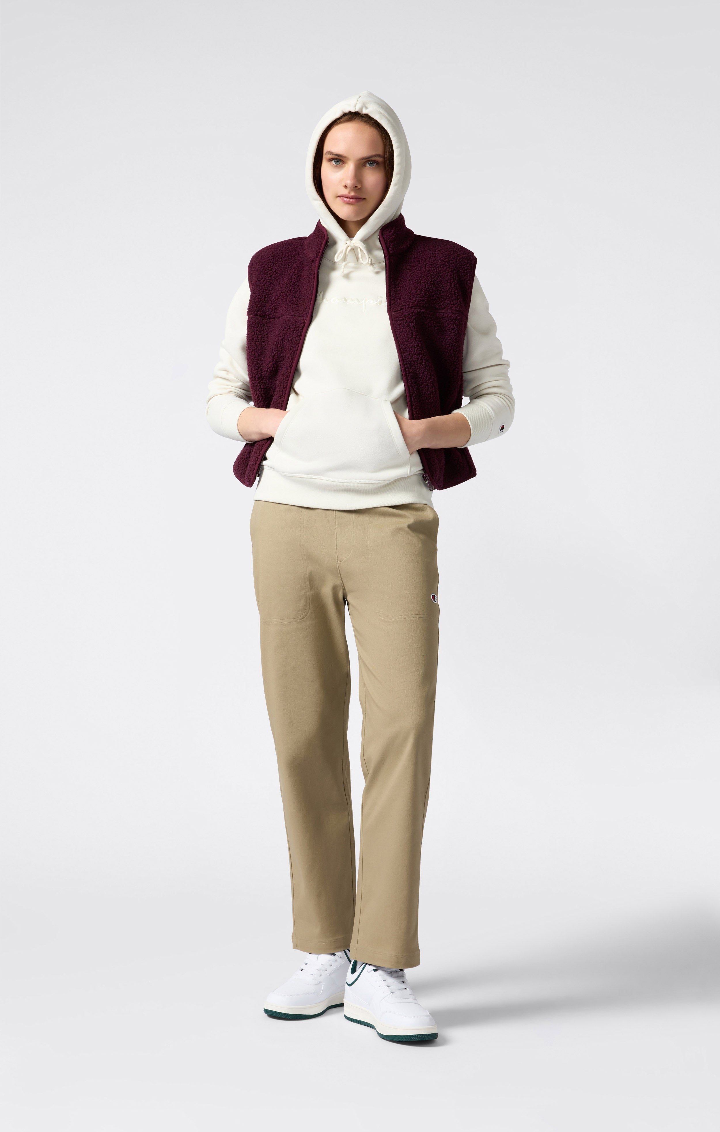 Women’s Fleece Hoodie with Big Embroidered Logo Icons