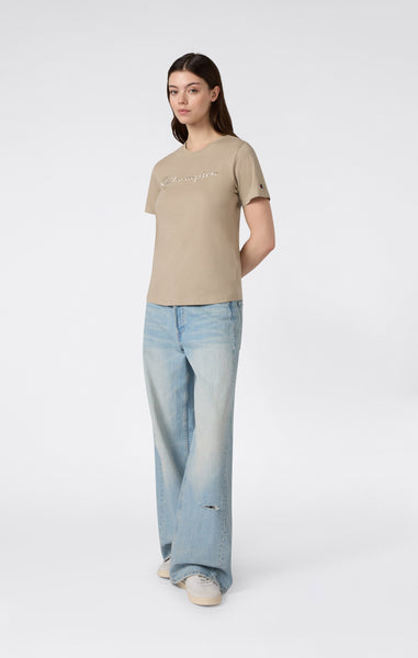 Damen T-Shirt Mit Script Logo Icons