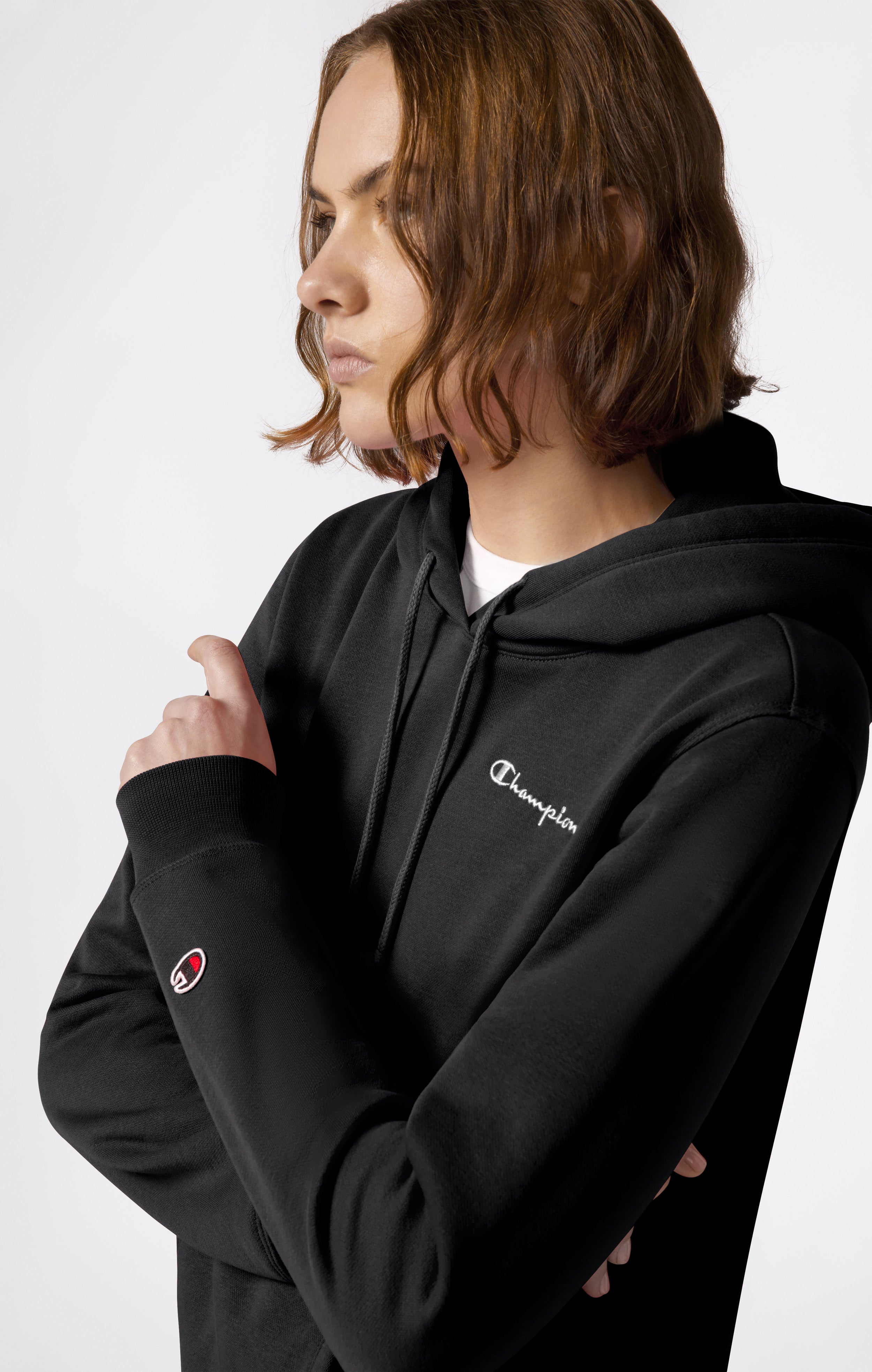 Felpa Con Cappuccio Interno Felpato Con Piccolo Logo Ricamato Icons Da Donna