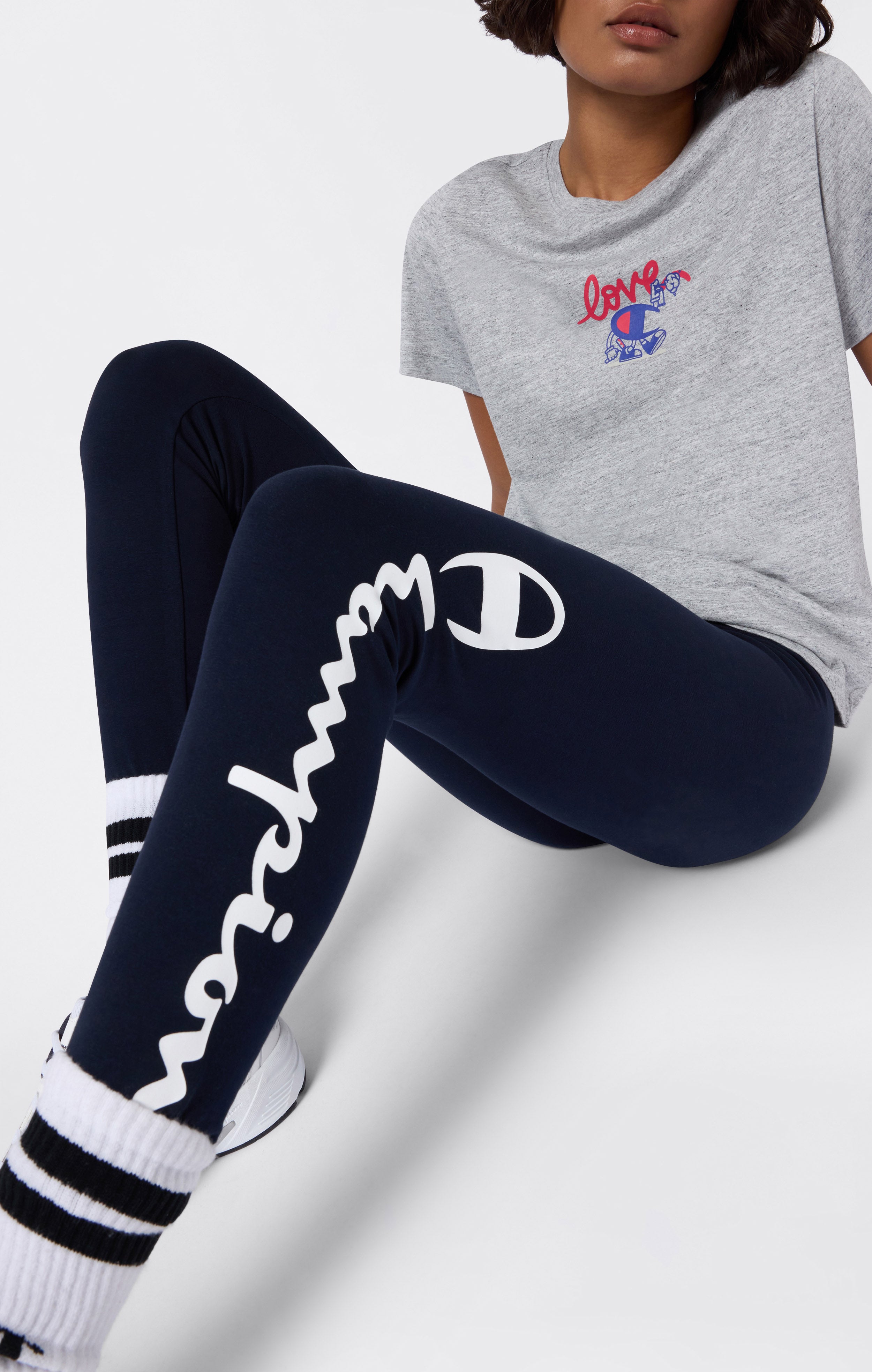 Women's Crop Leggings Script Logo